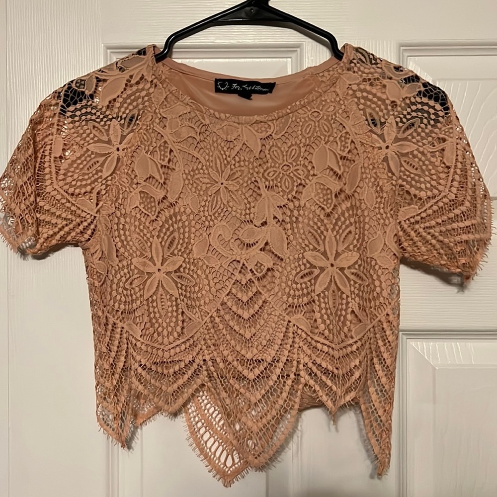 For Love & Lemons pink lace top size small